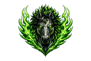 Fiery horse in green flames