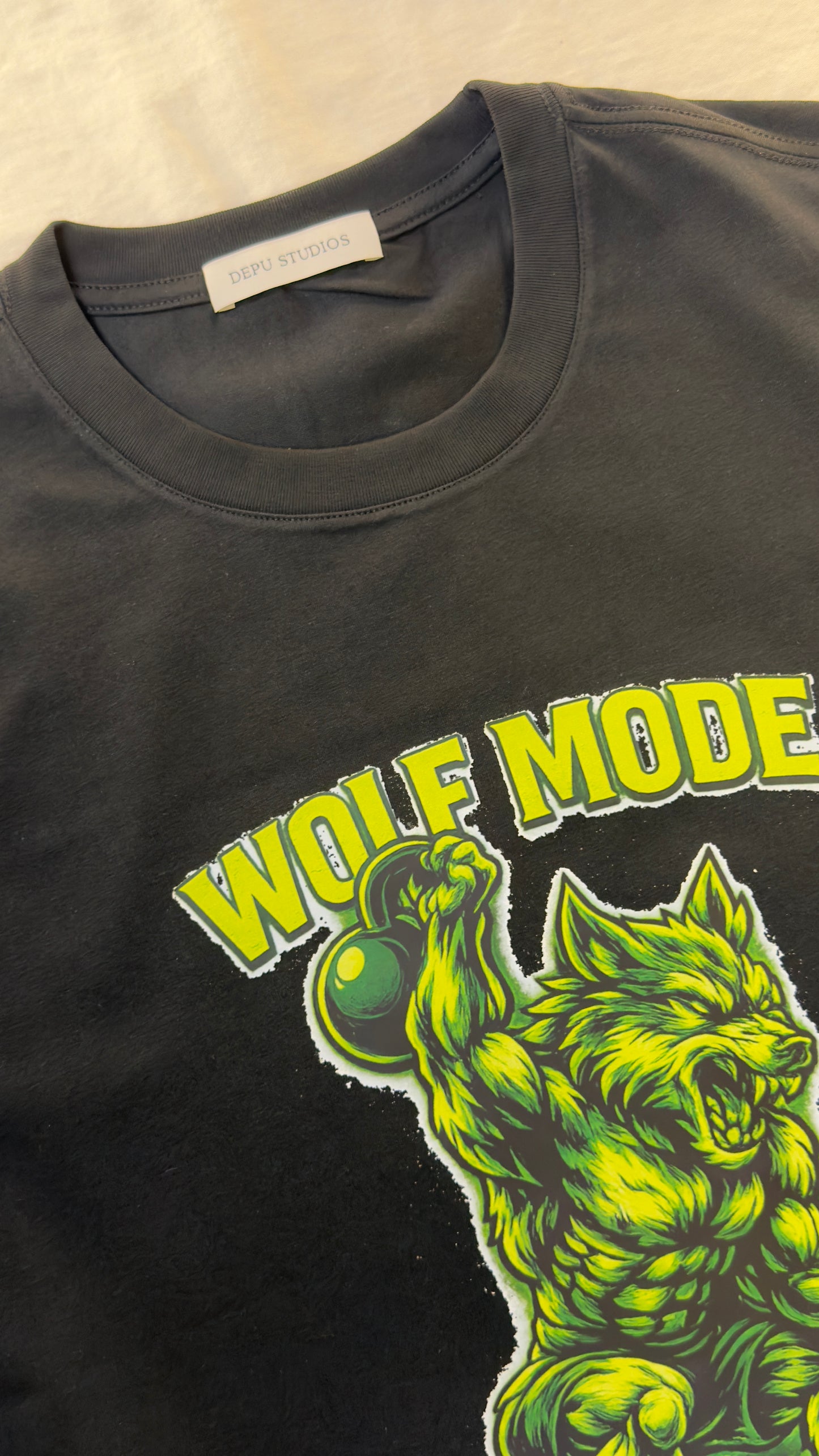 WOLF MODE 24/7 — Neon Beast Training Tee (Black Edition)