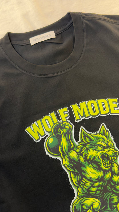 WOLF MODE 24/7 — Neon Beast Training Tee (Black Edition)